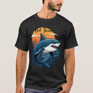 Bullenhai mit Sonnenuntergang im Ozean Schwarze Sc T-Shirt