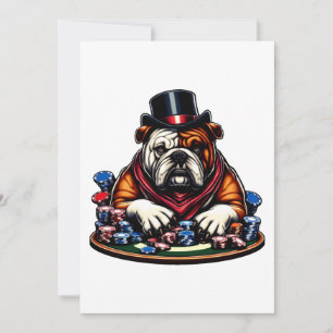 Bullenhund spielt Poker-Spielkasino-Kunst Feiertagskarte