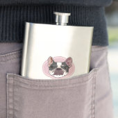 Bullenhund und bunte Punkte Flachmann (Beispiel)