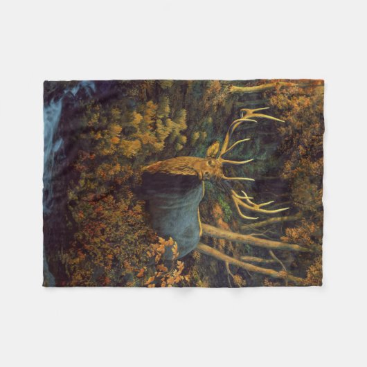 Bullenstech im Herbstwald Fleecedecke (Vorderseite (Horizontal))