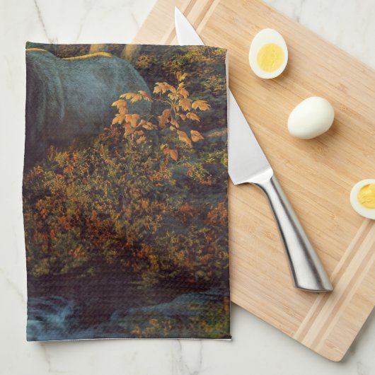 Bullenstech im Herbstwald Geschirrtuch (Viertel Falte)