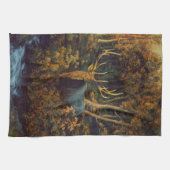 Bullenstech im Herbstwald Geschirrtuch (Horizontal)