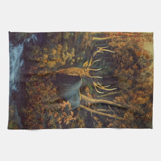 Bullenstech im Herbstwald Geschirrtuch (Horizontal)