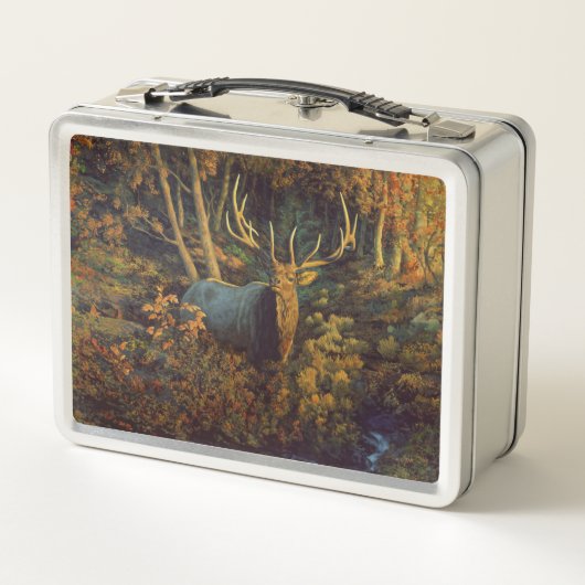 Bullenstech im Herbstwald Metall Brotdose (Rückseite)