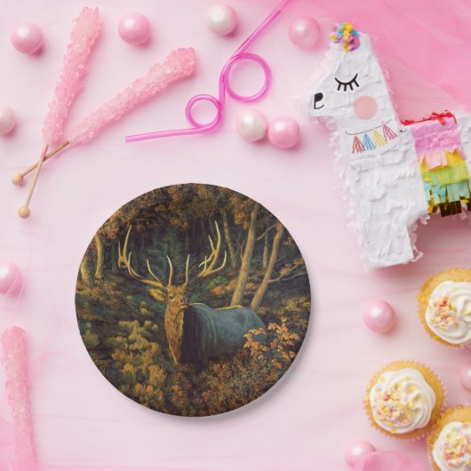 Bullenstech im Herbstwald Pappteller (Party)