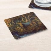 Bullenstech im Herbstwald Rechteckiger Pappuntersetzer (angewinkelt)