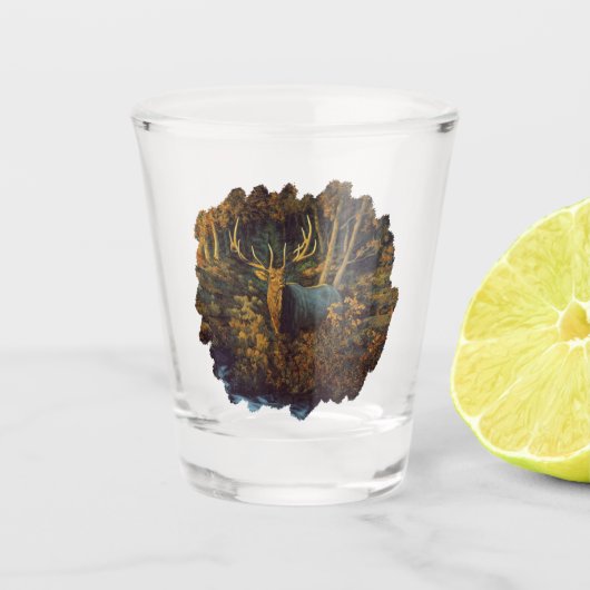 Bullenstech im Herbstwald Schnapsglas (Vorderseite)