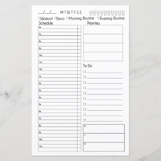 Bullet Journal Day auf einen Blick (Rückseite)