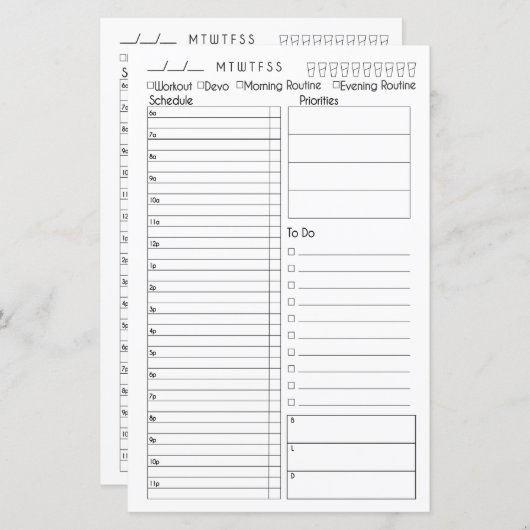 Bullet Journal Day auf einen Blick (Vorne/Hinten)