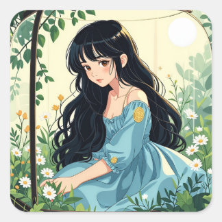 Bullet Journaling Series3 - Terrarium Girl 3 Quadratischer Aufkleber