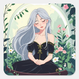 Bullet Journaling Series8 - Terrarium Girl 8 Quadratischer Aufkleber