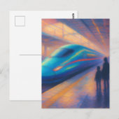 Bullet Train Arrival - Pastel Painting Style Postkarte (Vorne/Hinten)