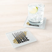 Bulletin für Berufliche Firmenlogos auf dem benutz Glasuntersetzer (Schrägansicht)