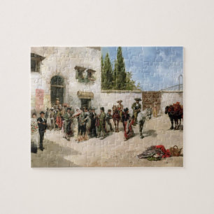 Bullfighters, die für den Kampf sich vorbereiten Puzzle