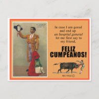 BULLFIGHTY GRIRTHDAY GREETING POSTCARD