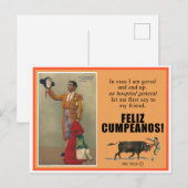 BULLFIGHTY GRIRTHDAY GREETING POSTCARD POSTKARTE (Vorne/Hinten)