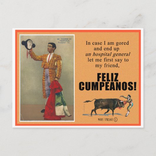 BULLFIGHTY GRIRTHDAY GREETING POSTCARD POSTKARTE (Vorderseite)