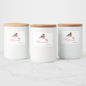 Bullfinch and red Rowan berries, Merry Christmas! Lebensmitteletikett (Flaschen)