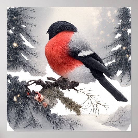 Bullfinch bird poster (Vorne)