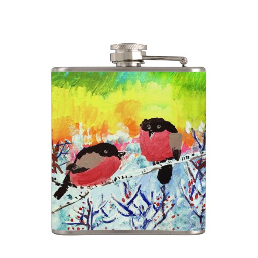 Bullfinch Birds Flachmann (Rückseite)