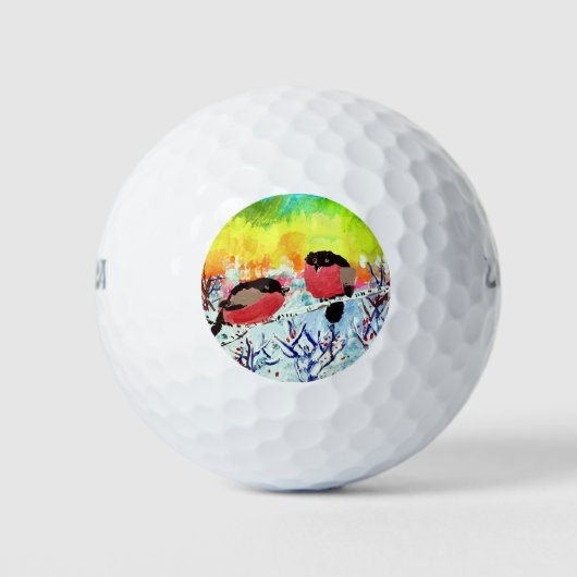 Bullfinch Birds Golfball (Vorderseite)