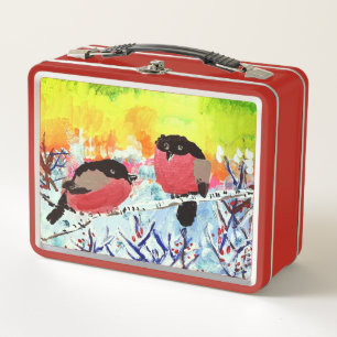Bullfinch Birds Metall Brotdose
