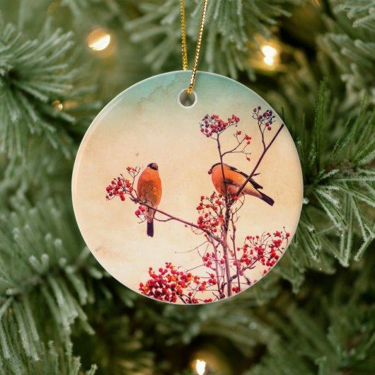 Bullfinch ernähren sich von Rowan beeren Keramik Ornament (Baum)