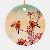Bullfinch ernähren sich von Rowan beeren Keramik Ornament (Hinten)