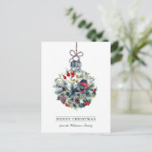 Bullfinch Glass Ball Christmas Postcard Feiertagspostkarte (Stehend Vorderseite)