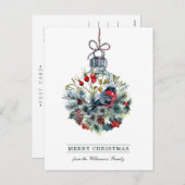 Bullfinch Glass Ball Christmas Postcard Feiertagspostkarte (Vorne/Hinten)