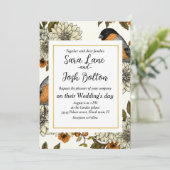 Bullfinch on autumn florals 2 einladung (Stehend Vorderseite)