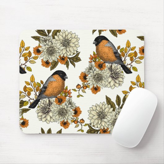 Bullfinch on autumn florals 2 mousepad (Mit Mouse)