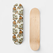 Bullfinch on autumn florals 2 skateboard (Vorderseite)