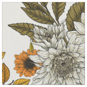Bullfinch on autumn florals 2 stoff (Nahaufnahme)