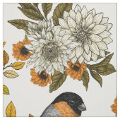 Bullfinch on autumn florals 2 stoff (Muster)