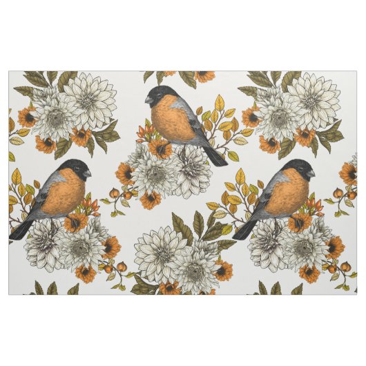 Bullfinch on autumn florals 2 stoff (Fat Quarter (45,7 x 55,9 cm))