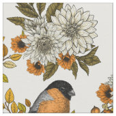 Bullfinch on autumn florals 2 stoff (Nahaufnahme)