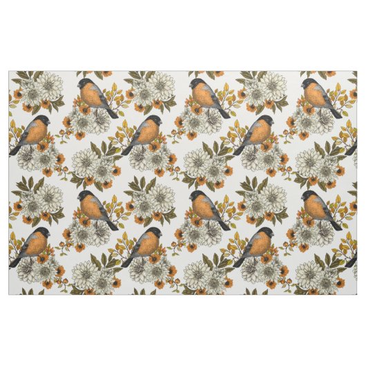 Bullfinch on autumn florals 2 stoff (Fat Quarter (45,7 x 55,9 cm))