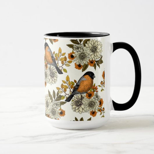 Bullfinch on autumn florals 2 tasse (Rechts)