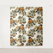 Bullfinch on autumn florals 2 wandteppich (Vorderseite)