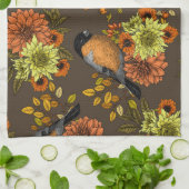 Bullfinch on autumn florals geschirrtuch (Gefaltet)