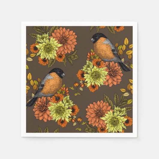 Bullfinch on autumn florals serviette (Vorderseite)
