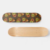 Bullfinch on autumn florals skateboard (Horizontal)