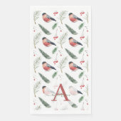 Bullfinch Pine Firogram Monogram Christmas Serviette (Vorderseite)