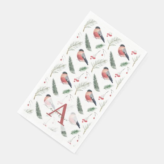 Bullfinch Pine Firogram Monogram Christmas Serviette (Ecke)