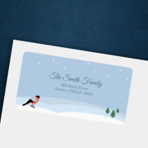 Bullfinch & Snowy Landscape-Rückgabekarte