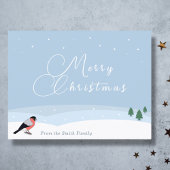 Bullfinch & Snowy Landschaft Frohe Weihnachtskarte Postkarte