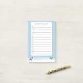 Bullfinch & Snowy Landschaft To Do List Post-it Klebezettel (Auf Schreibtisch)