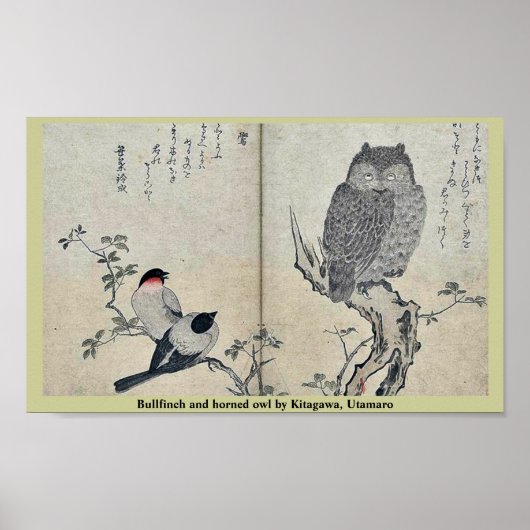 Bullfinch und Hornkeule von Kitagawa, Utamaro Poster (Vorne)