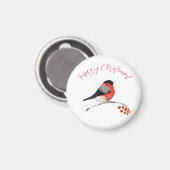 Bullfinch und rote Beeren, Frohe Weihnachten Magnet (Vorderseite/Rückseite)